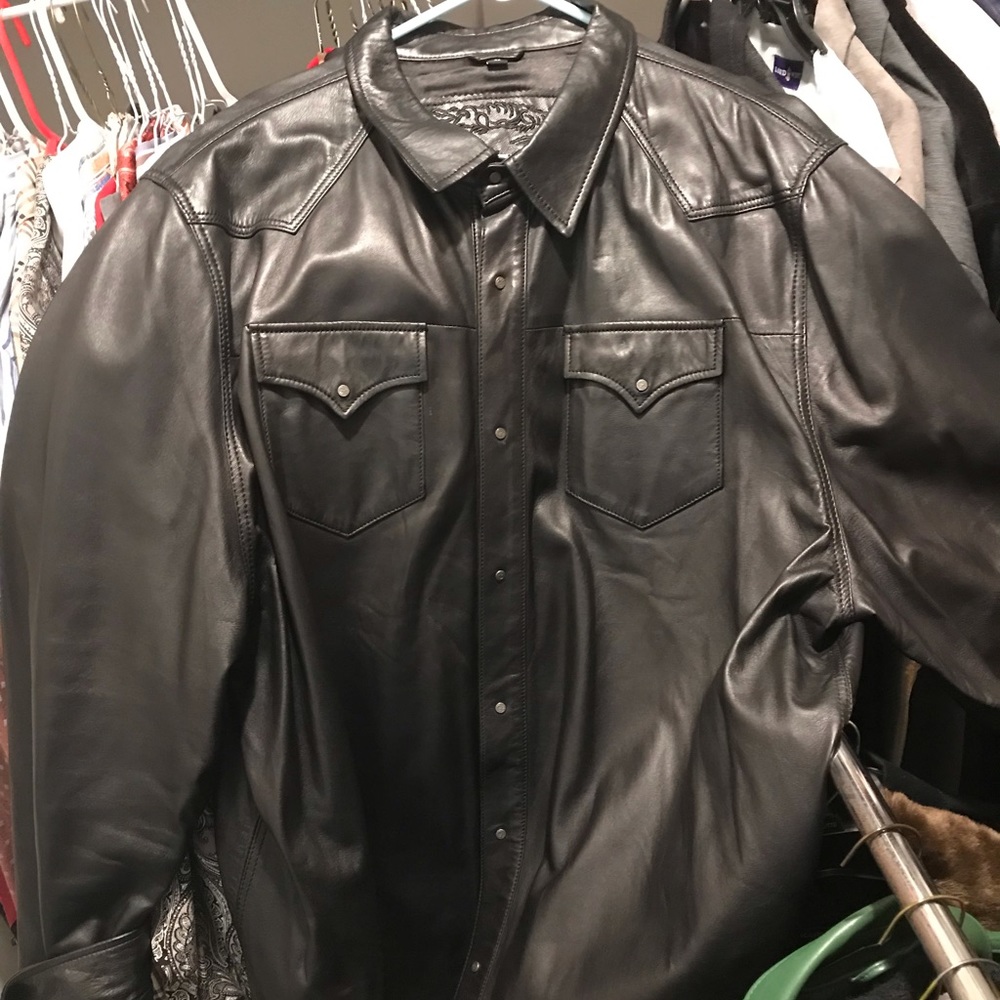 G Gator leather shirt jacket